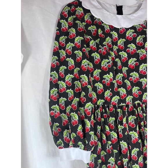 Handmade retro cherry print dress with Peter Pan collar rockabilly pinup style s - Picture 3 of 8
